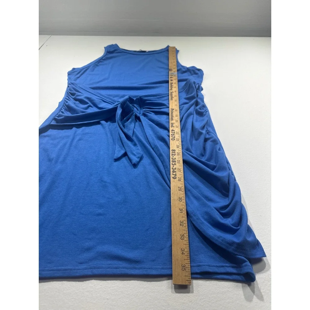 Lillusory Royal Blue Sleeveless Front Tie Ruched Knit Wrap Dress XL